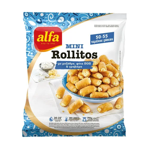 Alfa Mini Rollitos Μυζήθρα - Φέτα Π.Ο.Π. grαβιέρα Κτψ 750gr