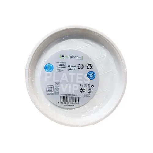 Lariplast Πιάτο Στρογγυλό Λευκό Ρηχό Νο3 20τμχ