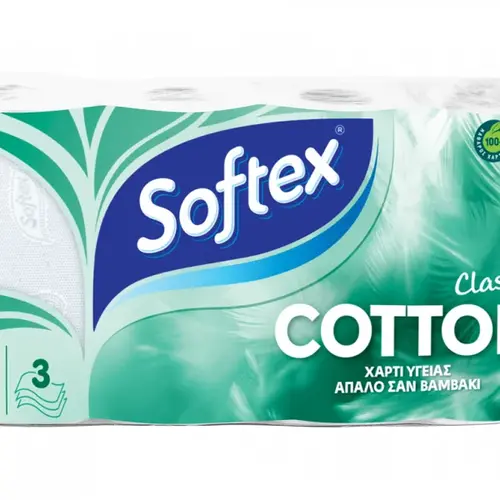 Softex Ρόλο Υγείας Cotton Soft 3Φυλλο 8τμχ 624gr