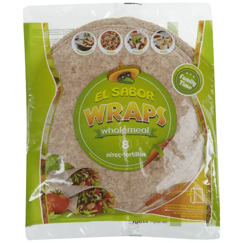 El Sabor Wraps Τορτίγια Ολικής Άλεσης 20cm (8τεμ) 320gr