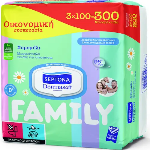 Septona Μωρομάντηλα Dermasoft Family Χαμομήλι 3Χ10 2,000gr