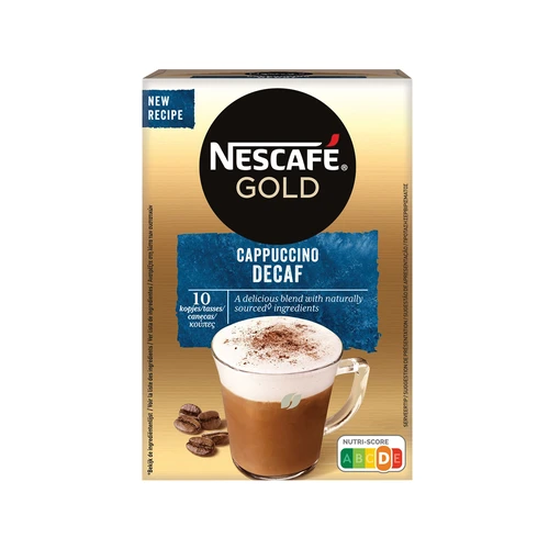 Nescafe Καφές Στιγμιαίο Ρόφημα Gold Cappuccino Decaf Sticks 12.5gr x 10τμχ 125gr