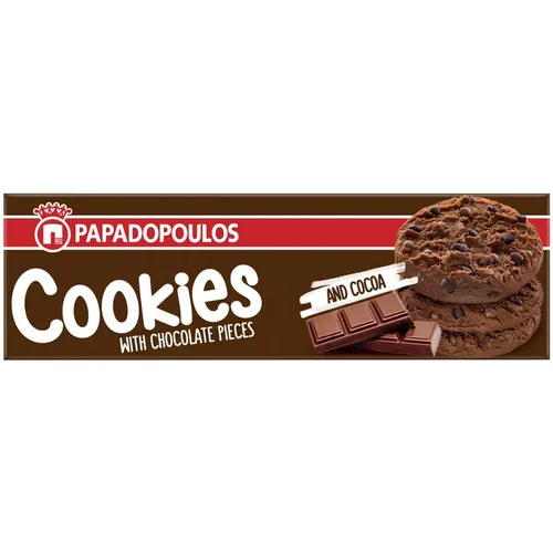 Παπαδοπούλου Μπισκότα Cookies Διπλή Σοκολάτα 180gr
