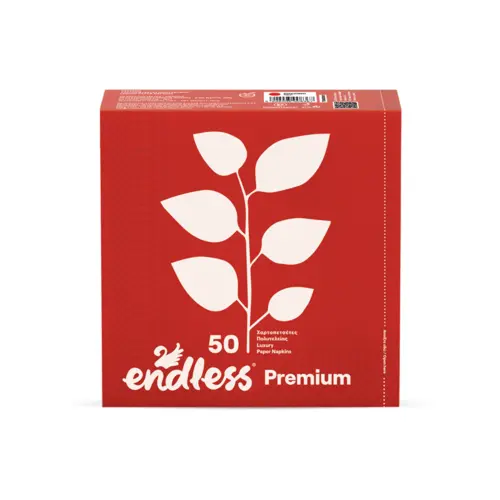 Endless Χαρτοπετσέτα Premium 2Φυλλο Κόκκινη 33x33 50τμχ 180gr