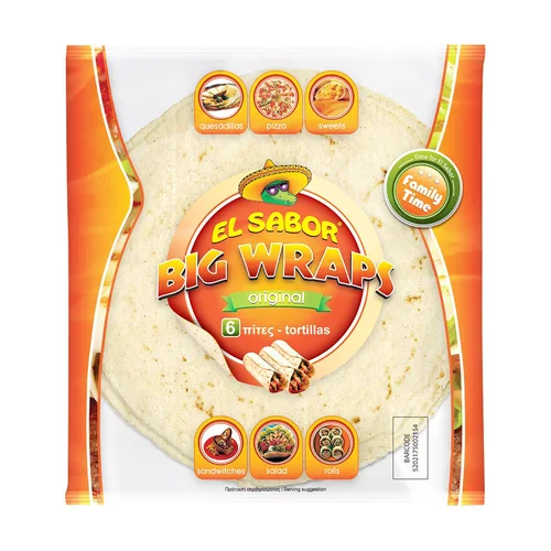 El Sabor Wraps Τορτίγια 25cm (6τεμ) 370gr